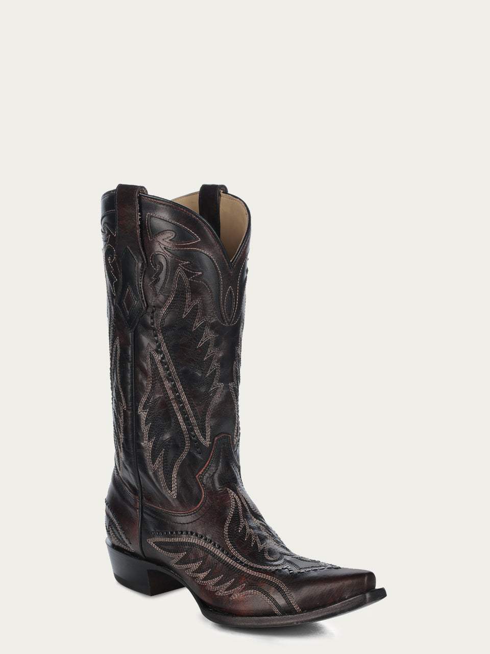 Men's Corral Brown Genuine Leather Boots with Woven Detail with Embroidery