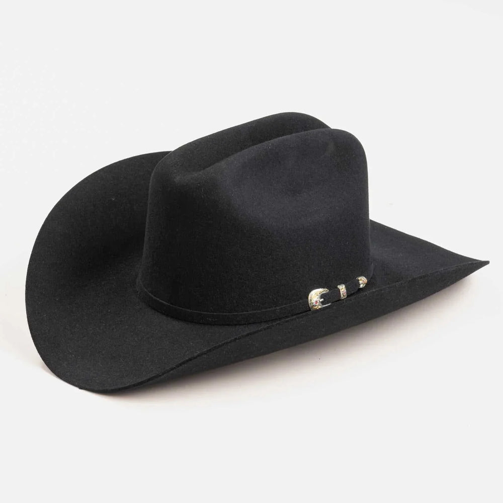 6x Sombrero vaquero de fieltro de piel auténtica Larry Mahan, color negro