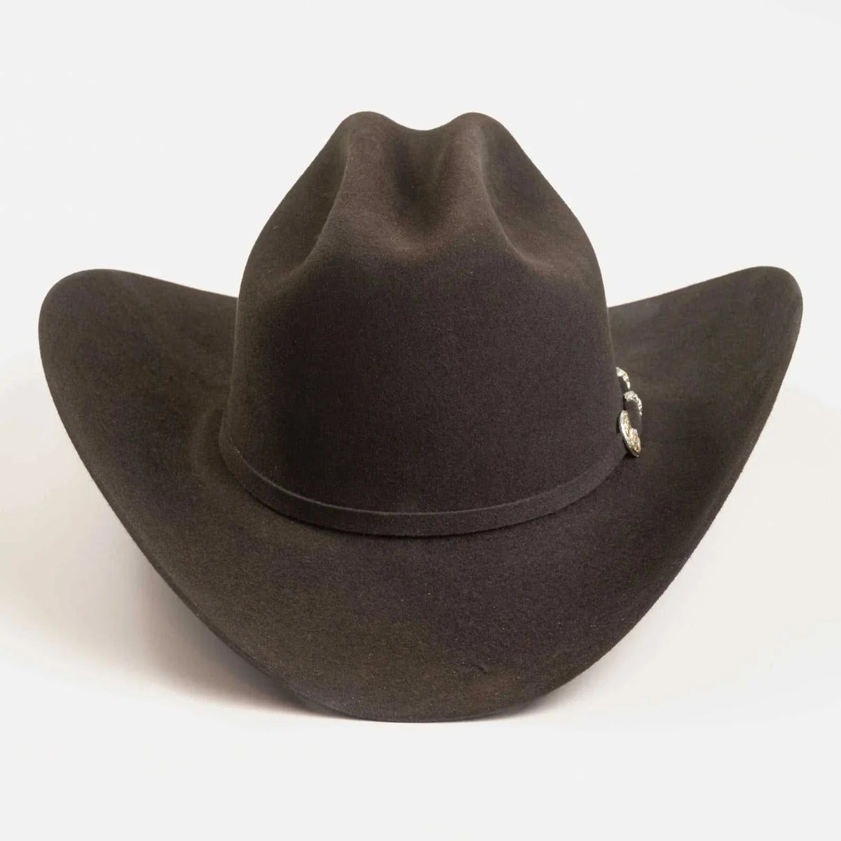 6x Larry Mahan chocolate real fur felt cowboy hats with leather sweatbands and matching buckle hatbands