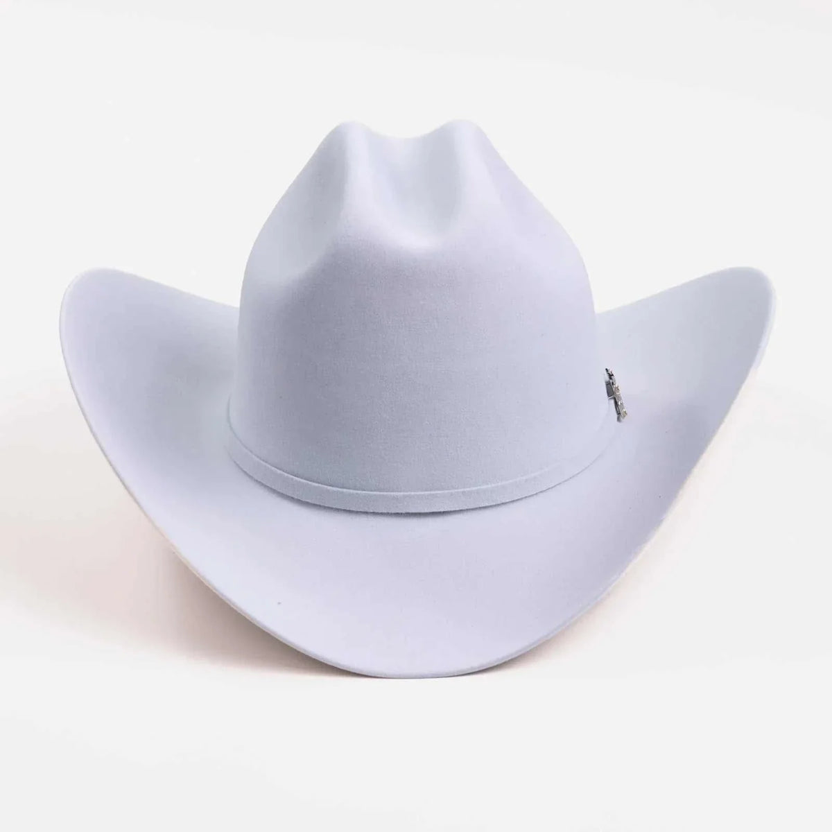 100x Larry Mahan Independencia Fur Felt Cowboy Hat Platinum with 4.5" cattleman crease and gold-silver buckle