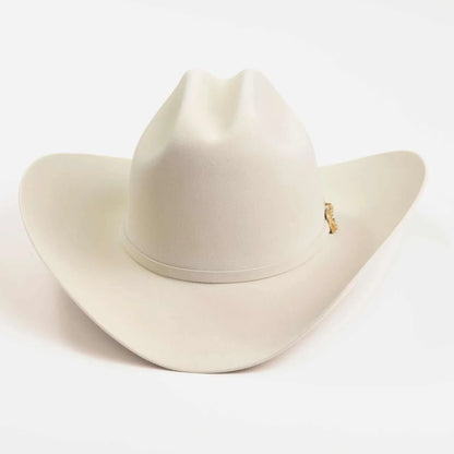 30x Larry Mahan Opulento Fur Felt Cowboy Hat Silver Belly with 4.5" crown and 4" brim