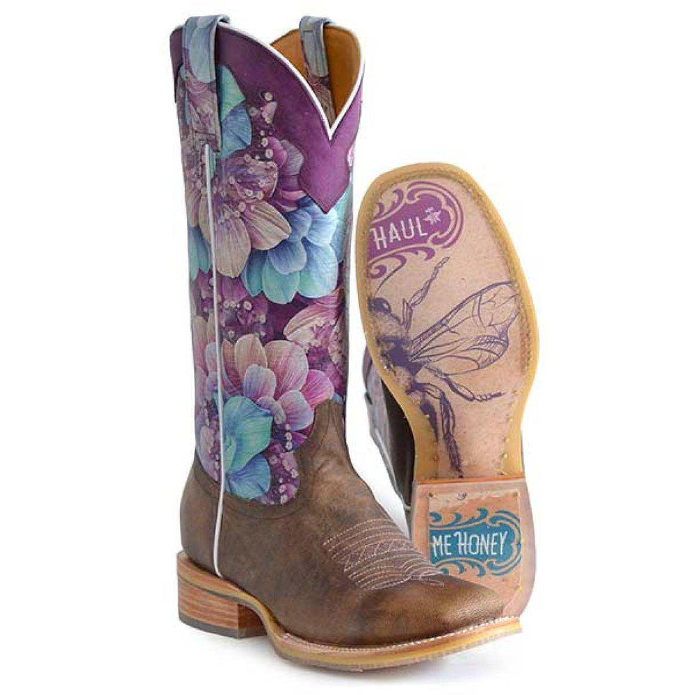 Tin Haul Honeylicious Honey Bee Sole Boots für Damen, handgefertigt, Braun