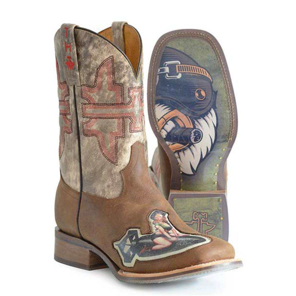 Men's Tin Haul Bomb Girl Boots Fighting Eagle Sole Handcrafted Brown