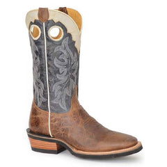 Men's Roper Ride 'Em Cowboy Leather GEO Sole Boots Handcrafted Tan