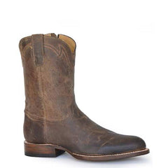 Men's Stetson Roughstock Zip Leather Boots Handcrafted Oiled Tan