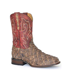 Men's Stetson Predator Pirarucu Tru-x System Boots Handcrafted Brown