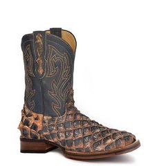 Men's Stetson Predator Pirarucu Tru-x System Boots Handcrafted Brown