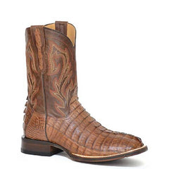 Men's Stetson Caiman Tail Tru-x System Boots Handcrafted Brown