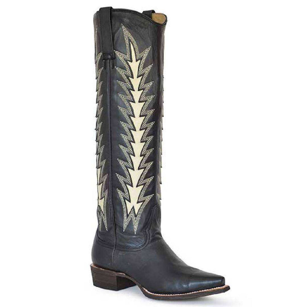 Women's Stetson Johnnie Leather Boots Handcrafted Black