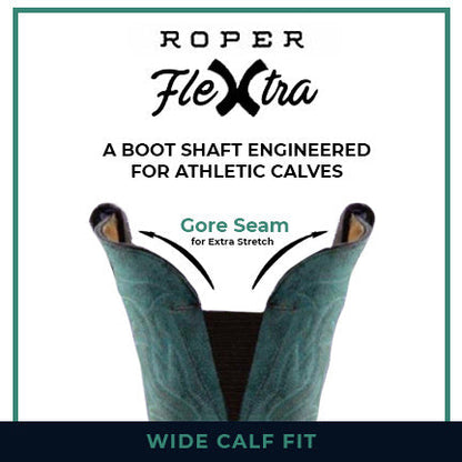 Women's Roper Desert Rose Leather Boots Handcrafted with Flextra Calf Brown - yeehawcowboy