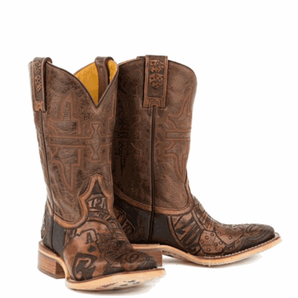 Men's Tin Haul The Gambler Boots With Card Shuffle Sole Handmade Brown