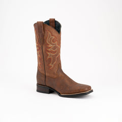Women's Ferrini Toro Leather Boots Handcrafted Brandy