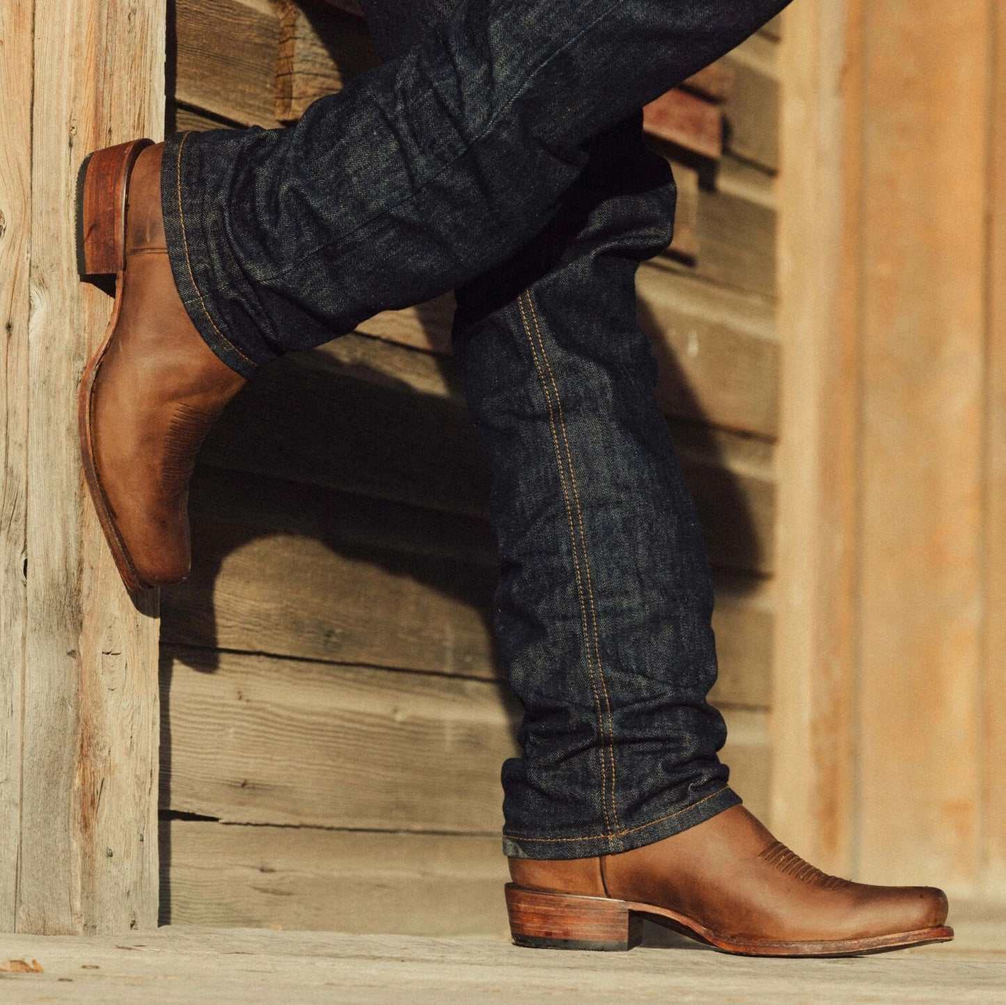 Men's Stetson Paxton Boots handcrafted brown 7 toe with distressed cowhide and corded shaft