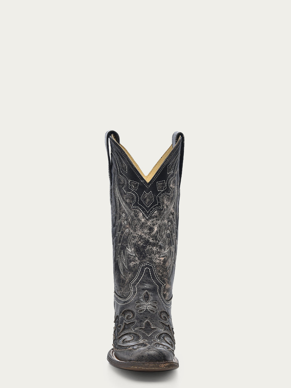 Women's Corral Black Genuine Leather Boots with Embroidery Snake Inlay