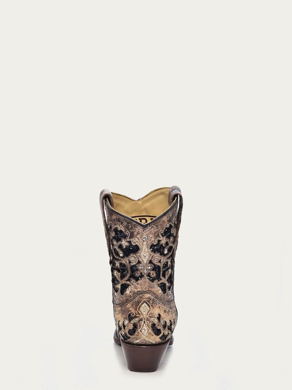 Women's Corral Brown Genuine Leather Boots with Inlay & Embroidery & Studs & Crystals