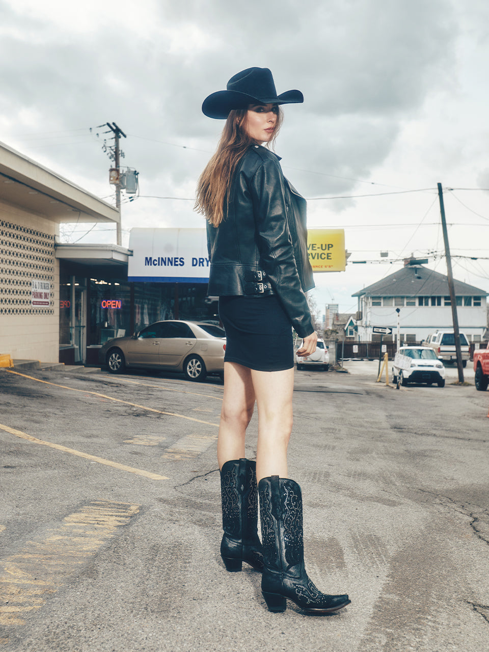 Women's Corral Black Genuine Leather Boots with Embroidery & Crystals