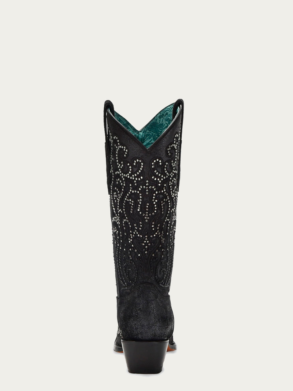Women's Corral Black Genuine Leather Boots with Embroidery & Crystals