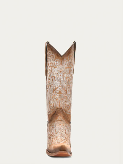 Women's Corral Blue Genuine Leather Boots with Liminiscent Embroidery