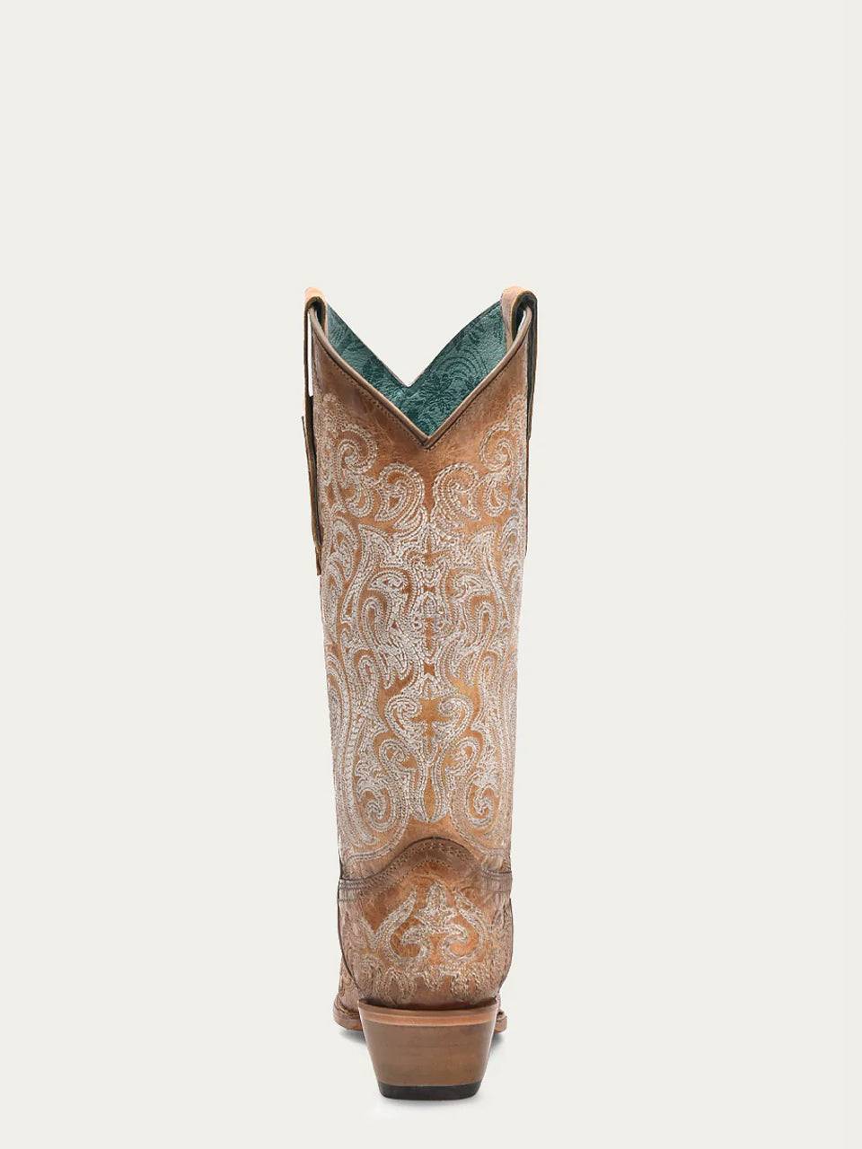 Women's Corral Blue Genuine Leather Boots with Liminiscent Embroidery
