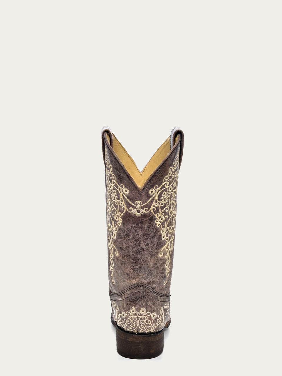 Women's Corral Brown Genuine Leather Boots with Embroidery