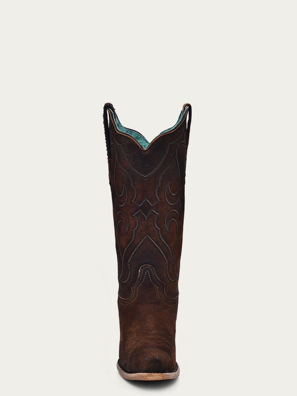 Women's Corral Brown Genuine Lamb Leather Boots with Embroidery