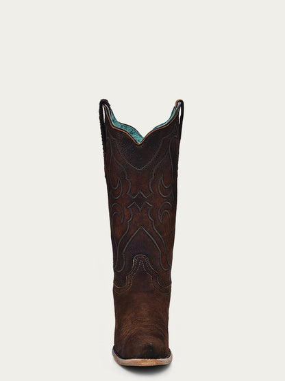 Women's Corral Brown Genuine Lamb Leather Boots with Embroidery