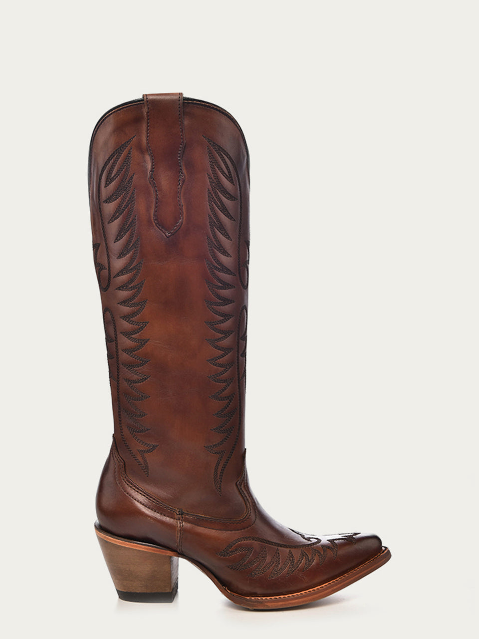 Women's Corral Cognac Genuine Leather Boots with Embroidery