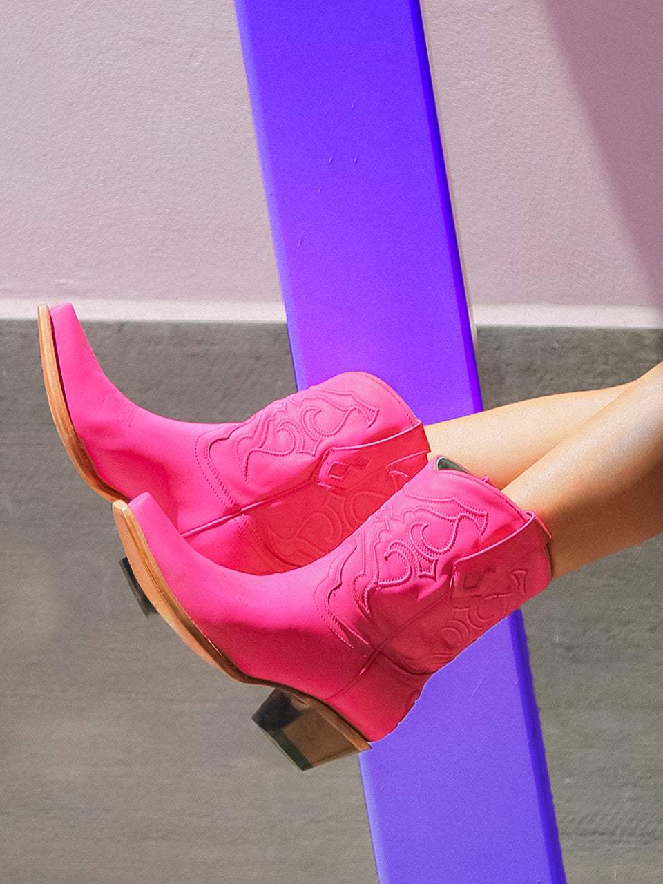 Women's Corral Fushia Genuine Leather Boots with Embroidery Ankle Boot