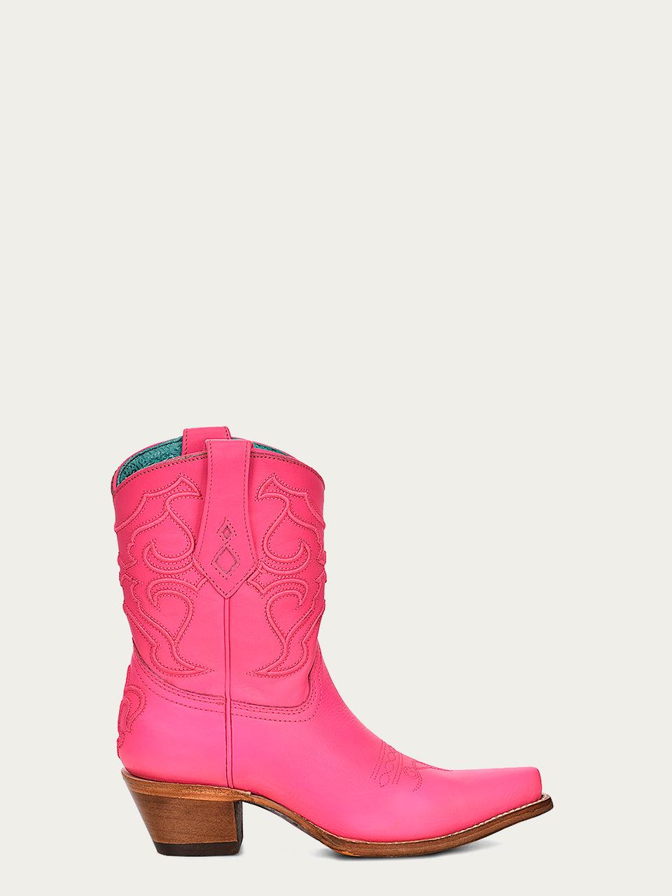 Women's Corral Fushia Genuine Leather Boots with Embroidery Ankle Boot