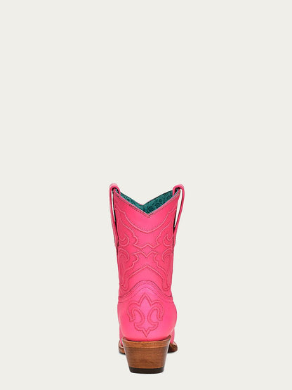 Women's Corral Fushia Genuine Leather Boots with Embroidery Ankle Boot
