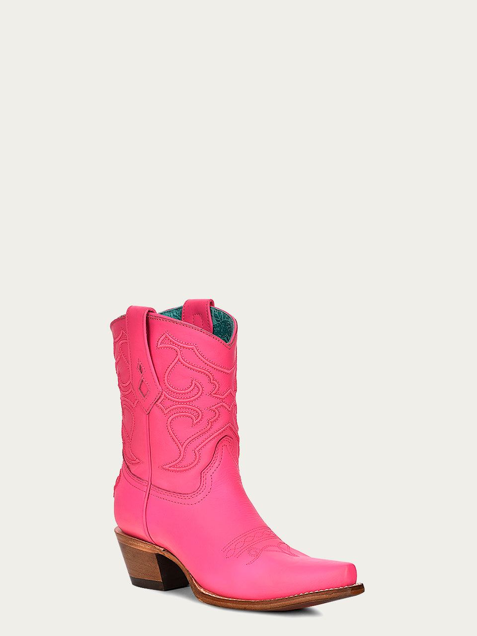 Women's Corral Fushia Genuine Leather Boots with Embroidery Ankle Boot