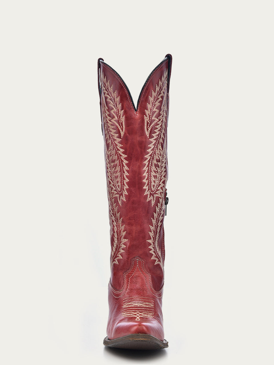 Women's Corral Red Genuine Leather Boots with Embroidery Tall Top