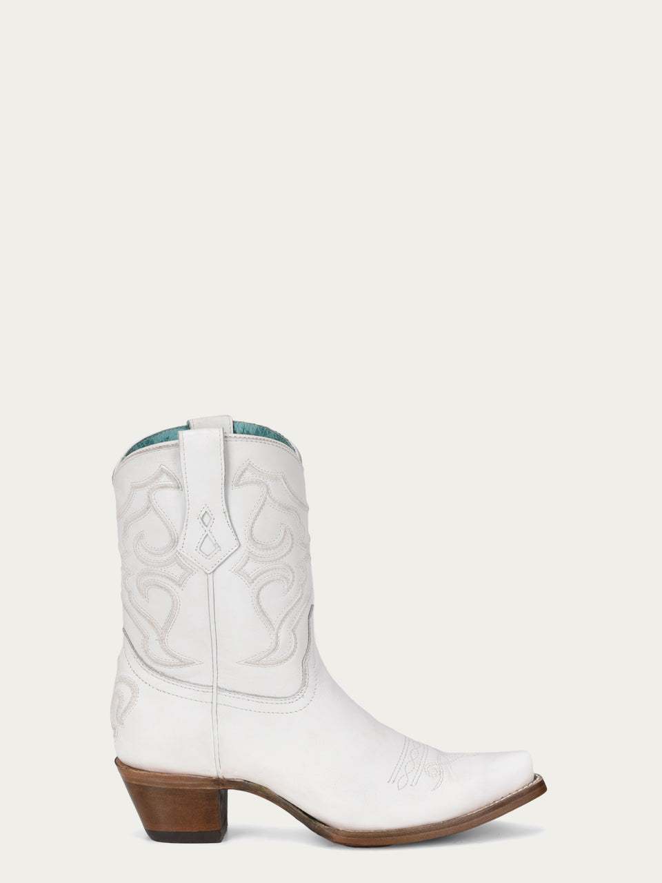 Women's Corral White Genuine Leather Boots with Embroidery Ankle Boot