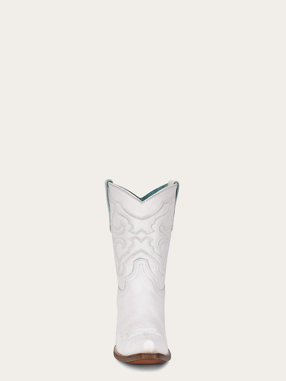 Women's Corral White Genuine Leather Boots with Embroidery Ankle Boot