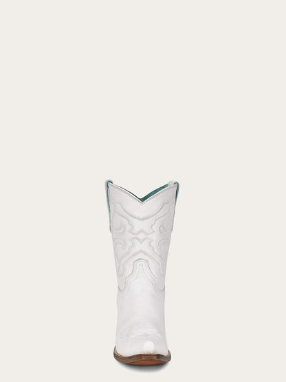 Women's Corral White Genuine Leather Boots with Embroidery Ankle Boot