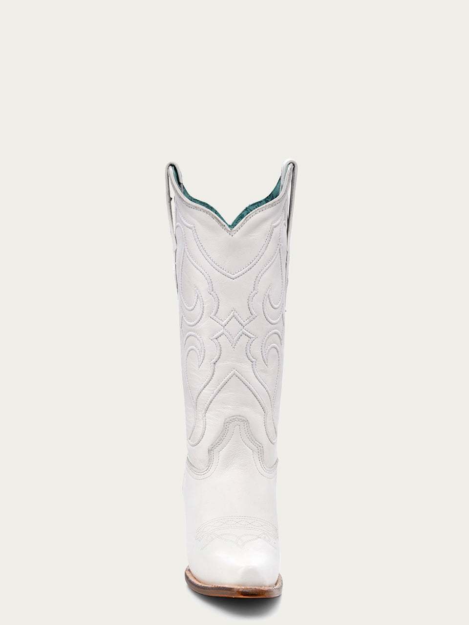 Women's Corral White Genuine Leather Boots with Embroidery