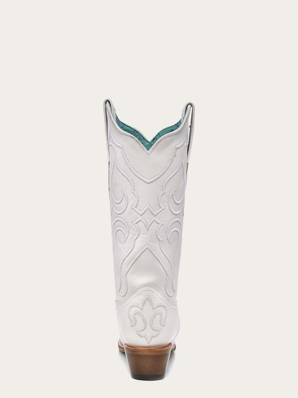 Women's Corral White Genuine Leather Boots with Embroidery