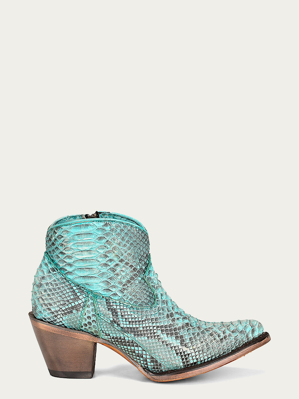 Women's Corral Turquoise Genuine Python Boots with Full Bootie Side Zip