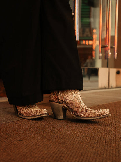 Women's Corral Natural Genuine Python Boots with Zipper Ankle Boot
