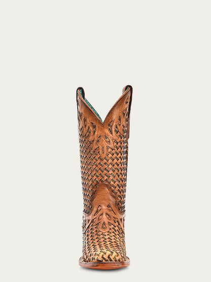 Women's Corral Sand Genuine Leather Boots with Glitter Woven & Overlay