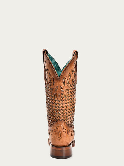 Women's Corral Sand Genuine Leather Boots with Glitter Woven & Overlay