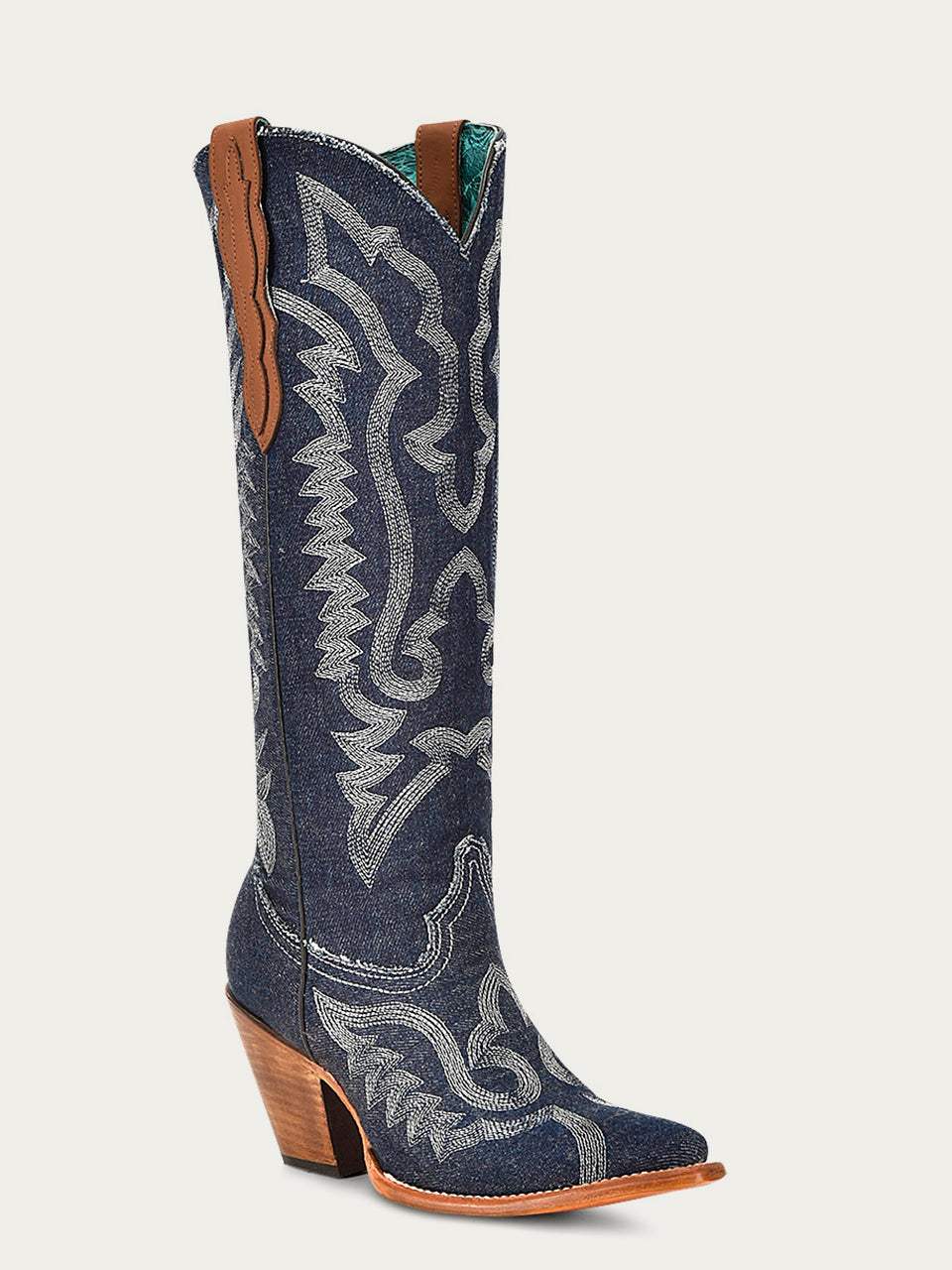 Women's Corral Denim Genuine Leather Boots with Embroidery