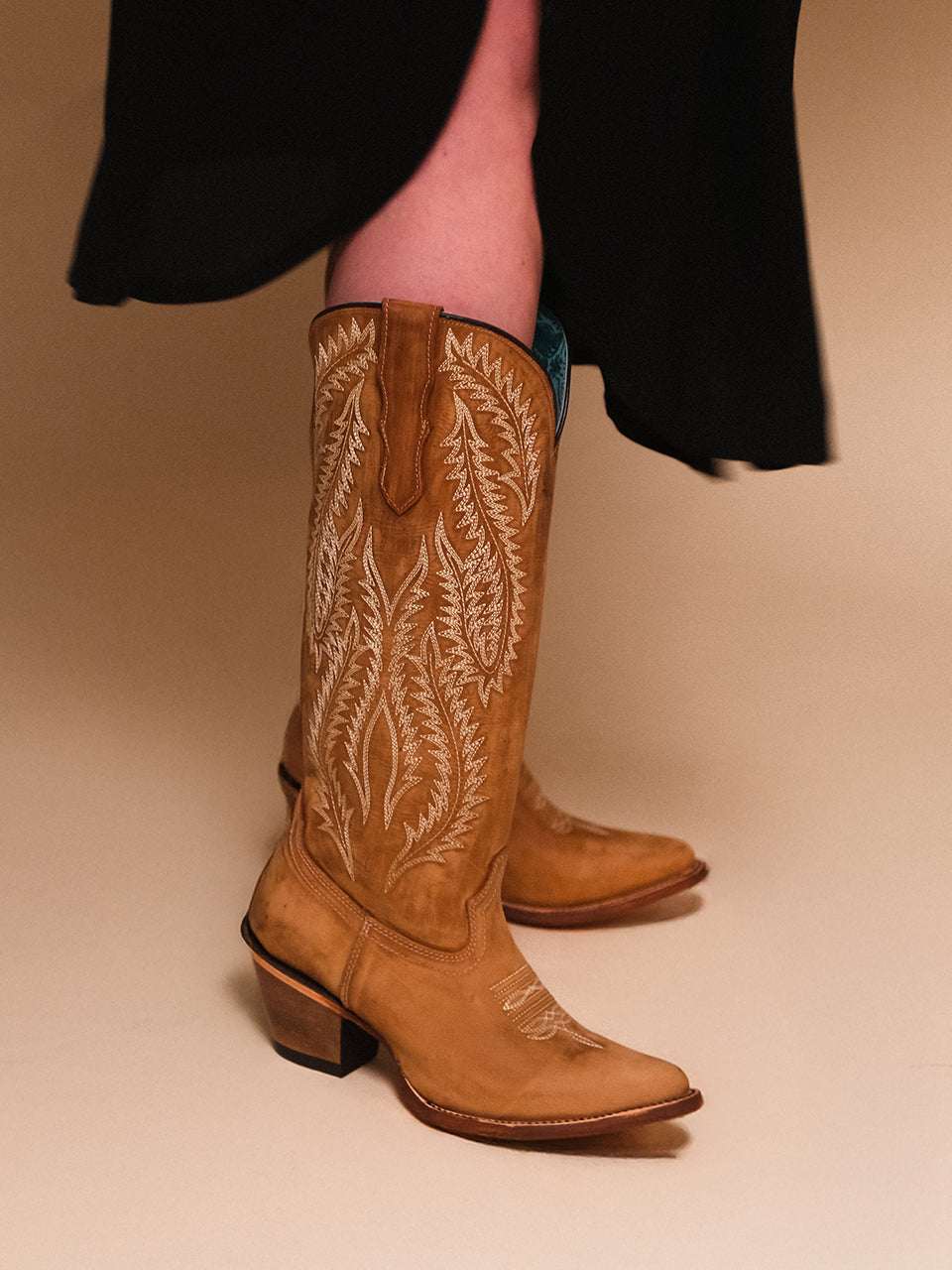 Women's Corral Golden Genuine Leather Boots with Embroidery