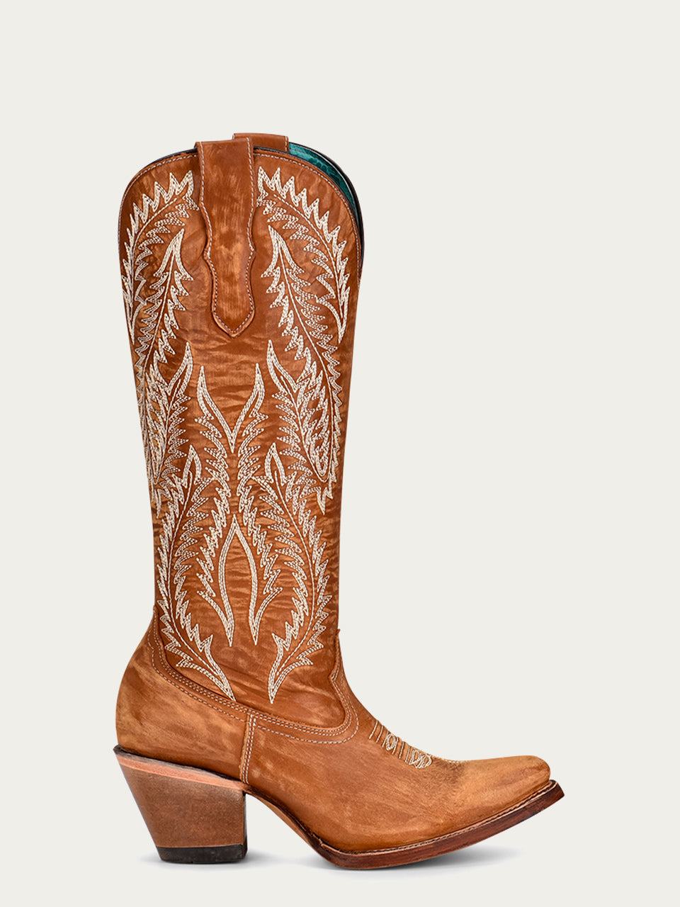 Women's Corral Golden Genuine Leather Boots with Embroidery
