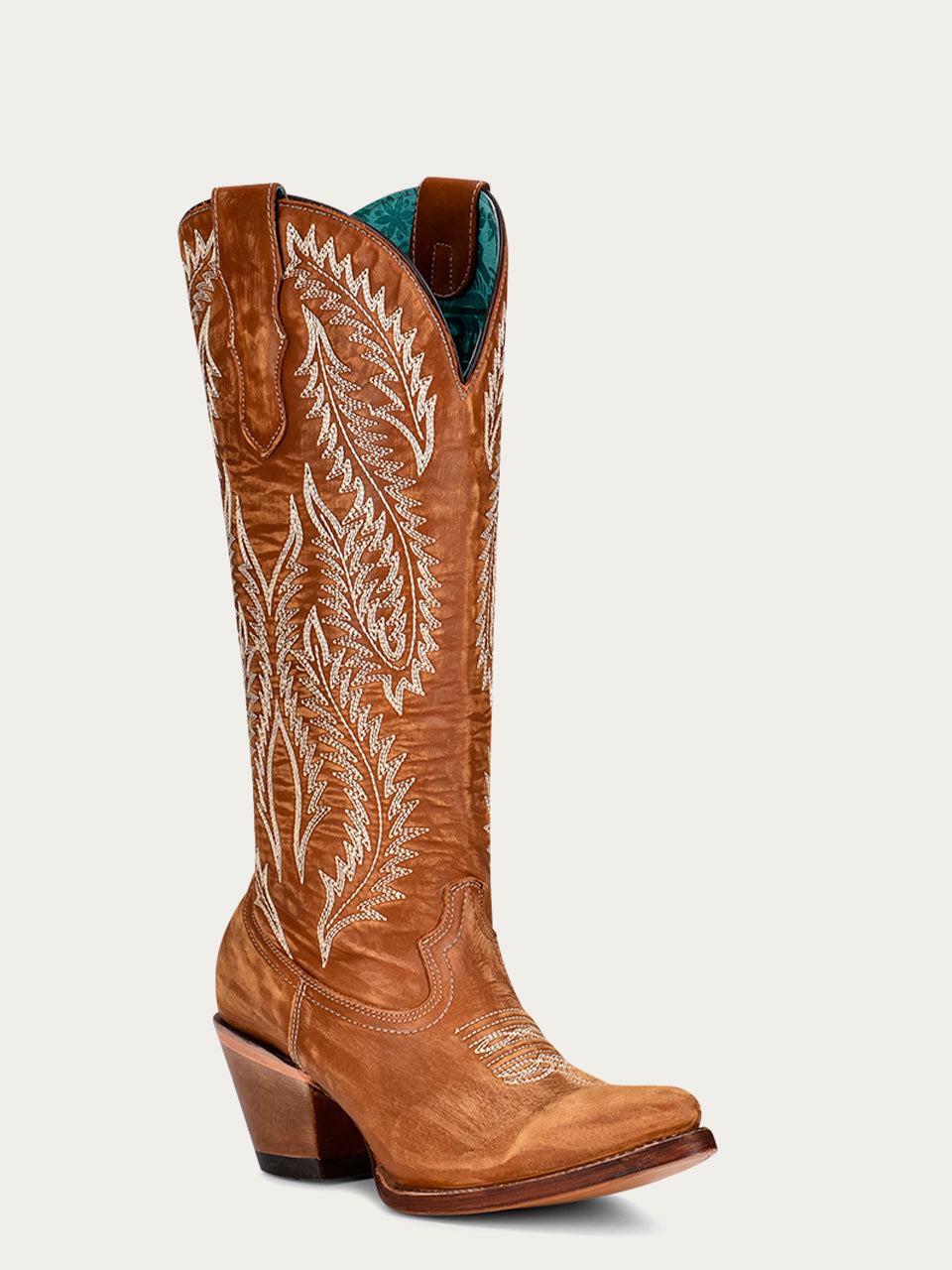 Women's Corral Golden Genuine Leather Boots with Embroidery