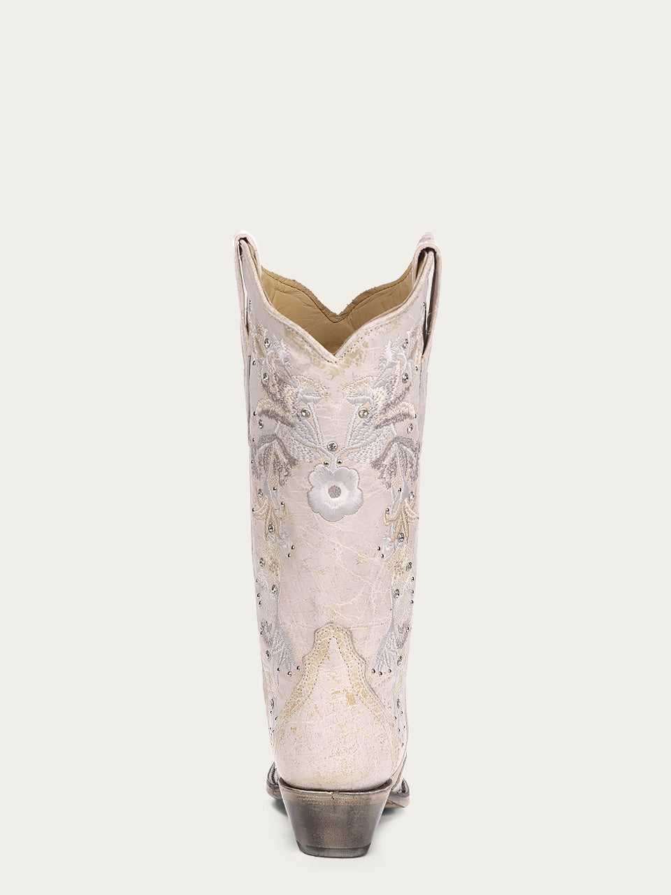Women's Corral White Genuine Leather Boots with Floral Embroidery & Crystals