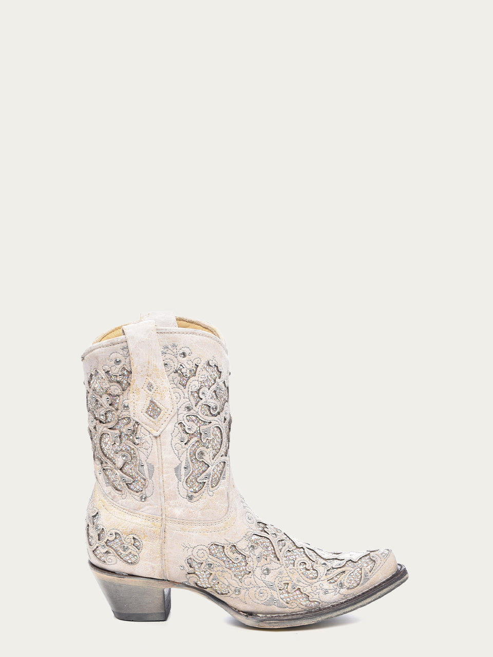 Women's Corral White Boots with Glitter Inlay & Crystals