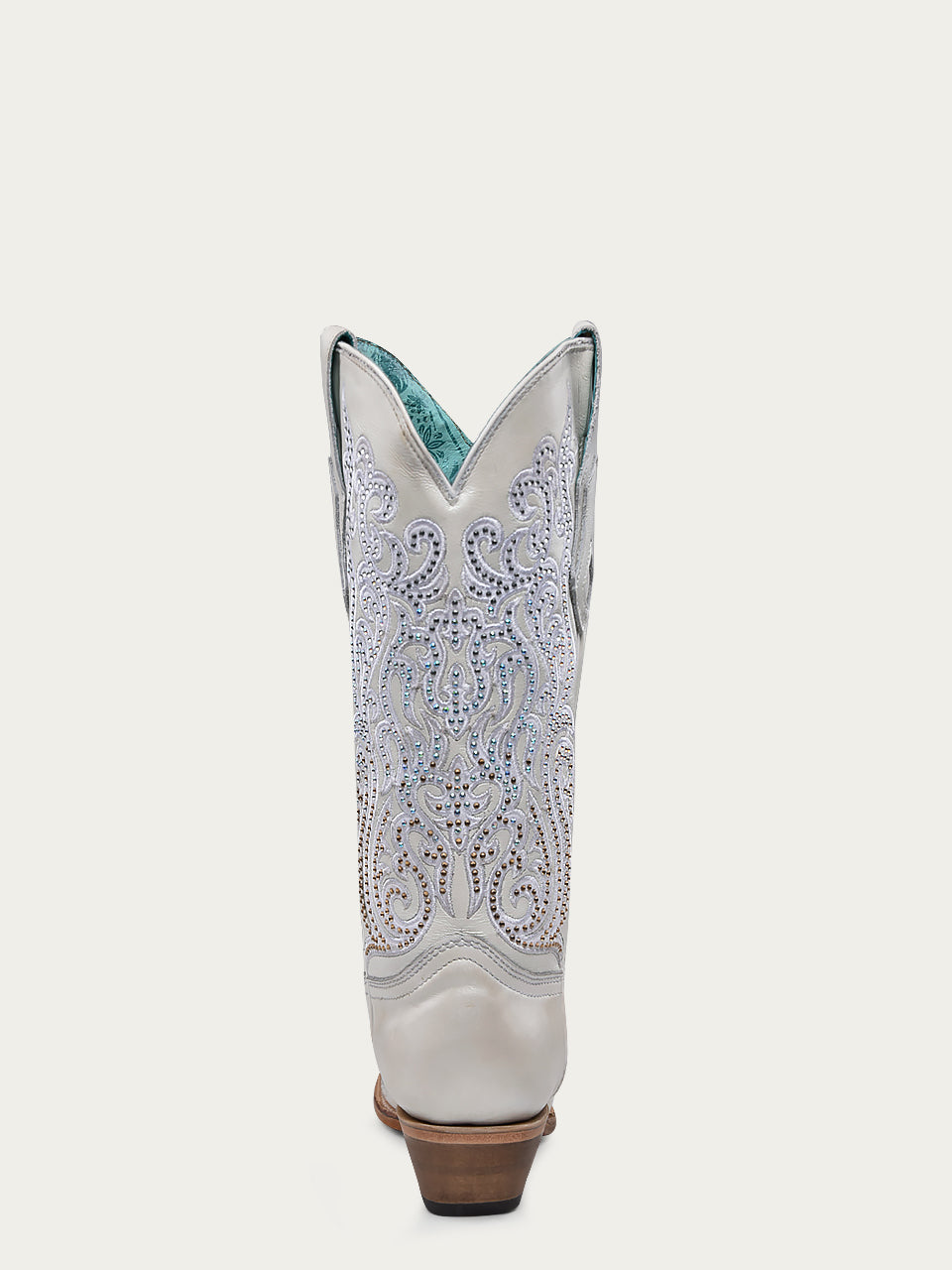 Women's Corral White Genuine Leather Boots with Embroidery & Crystals