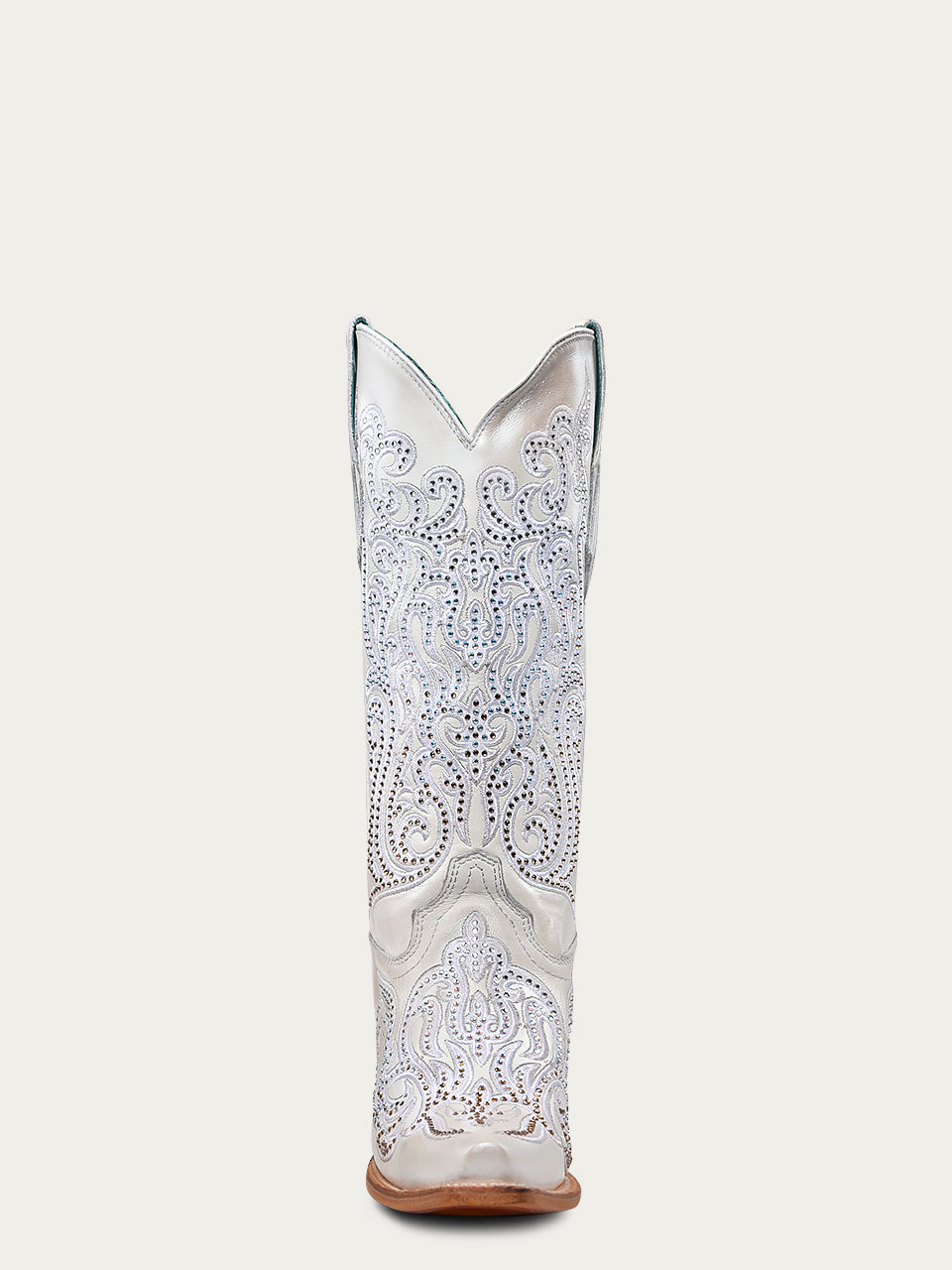 Women's Corral White Genuine Leather Boots with Embroidery & Crystals