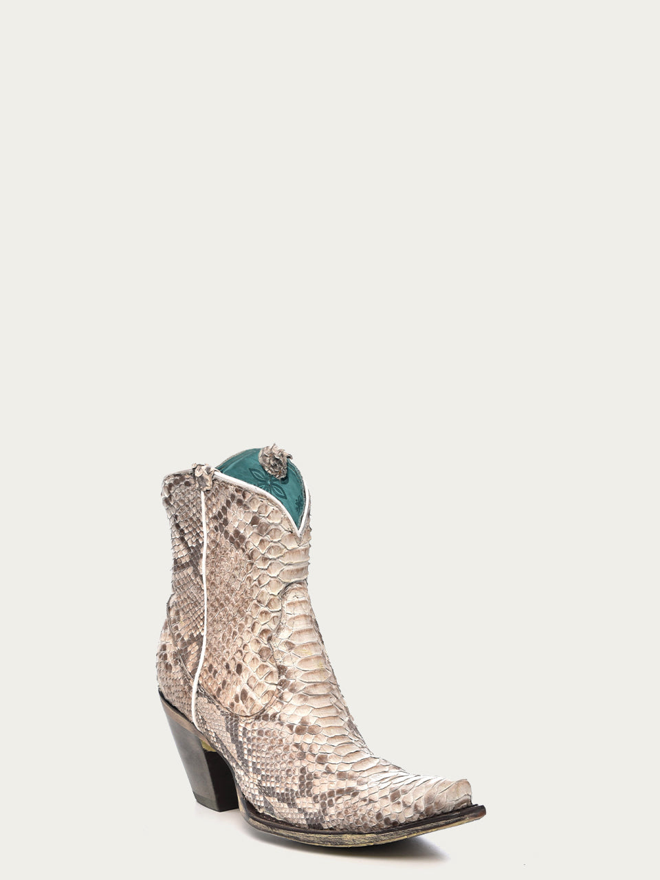 Women's Corral Natural Genuine Python Boots with Zipper Ankle Boot